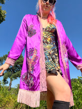 Load image into Gallery viewer, Desert Hearts Purple Satin Kimono
